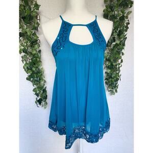 Weissman Teal Sequined Bodysuit Mini dress Dance Costume